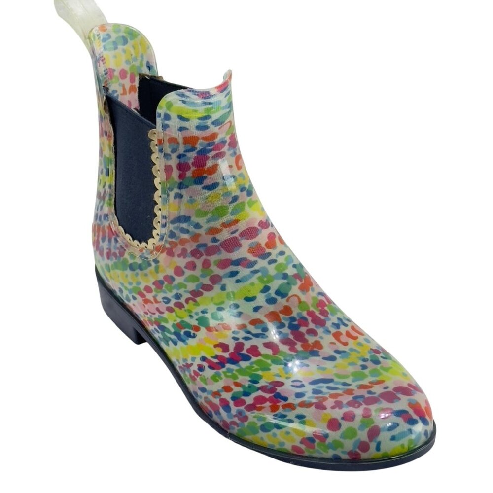 JACK ROGERS Women's Rain Boots Multicolor Rubber Elastic Side Panels Size 9M